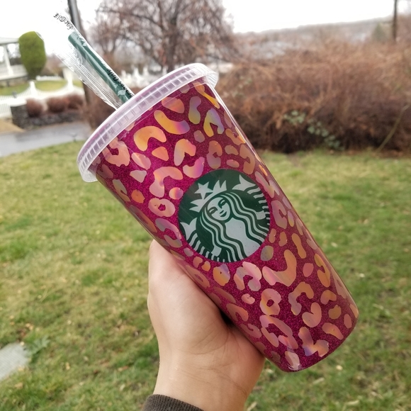 Starbucks Accessories - 🆕️Starbucks, Custom, Leopard Holo, Cold Cup 🐆